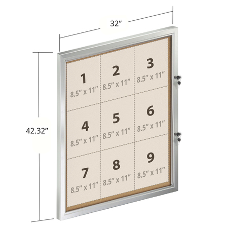 Azar Displays Large Enclosed Cork Bulletin Board w/ Lock & Key 300231